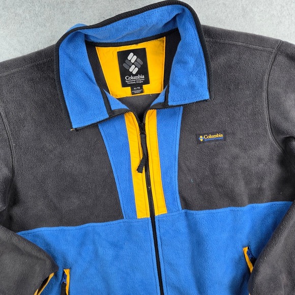 Columbia Other - Columbia Fleece Jacket Mens XL Blue Grey Yellow Colorblock Full Zip Vintage